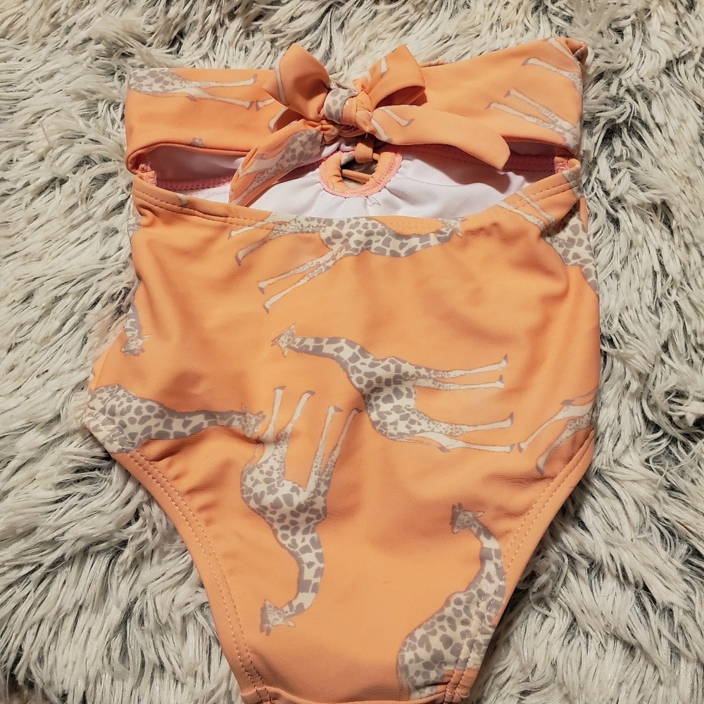 Girls Jessica Simpson Giraffe Keyhole Swimsuit 12M - Picture 2 of 5